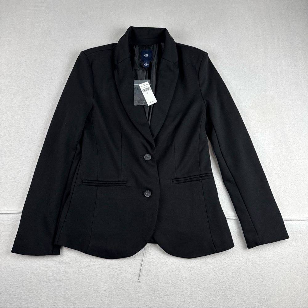 New! Gap Womens Black Academy Blazer Size 0 Two Button Business Office Career